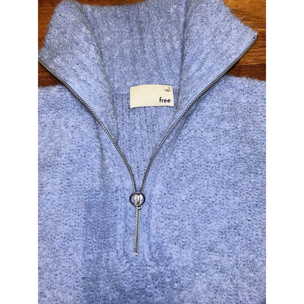 Wilfred Free Aritzia Sweater Gwyneth Alpaca Wool Blend Half Zip‎ Size Small Blue